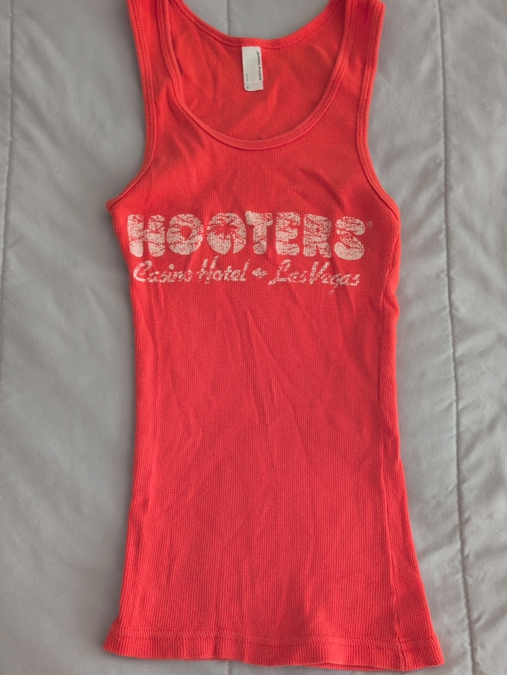 Hooters Las Vegas Casino Orange Ribbed Tank Top Small